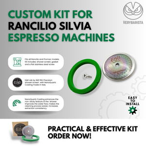 TUNE UP KIT for RANCILIO SILVIA: E&B Lab Nanotech Reinforced Shower Screen, Silicone Gasket, Stainless Steel Screw
