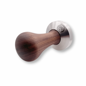 Espresso Tamper - 58.5 mm for IMS Competition Filter Baskets, Walnut and INOX Steel. Flat Bottom. Made in Italy.