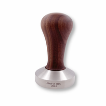 Load image into Gallery viewer, Espresso Tamper - 58.5 mm for IMS Competition Filter Baskets, Walnut and INOX Steel. Flat Bottom. Made in Italy.
